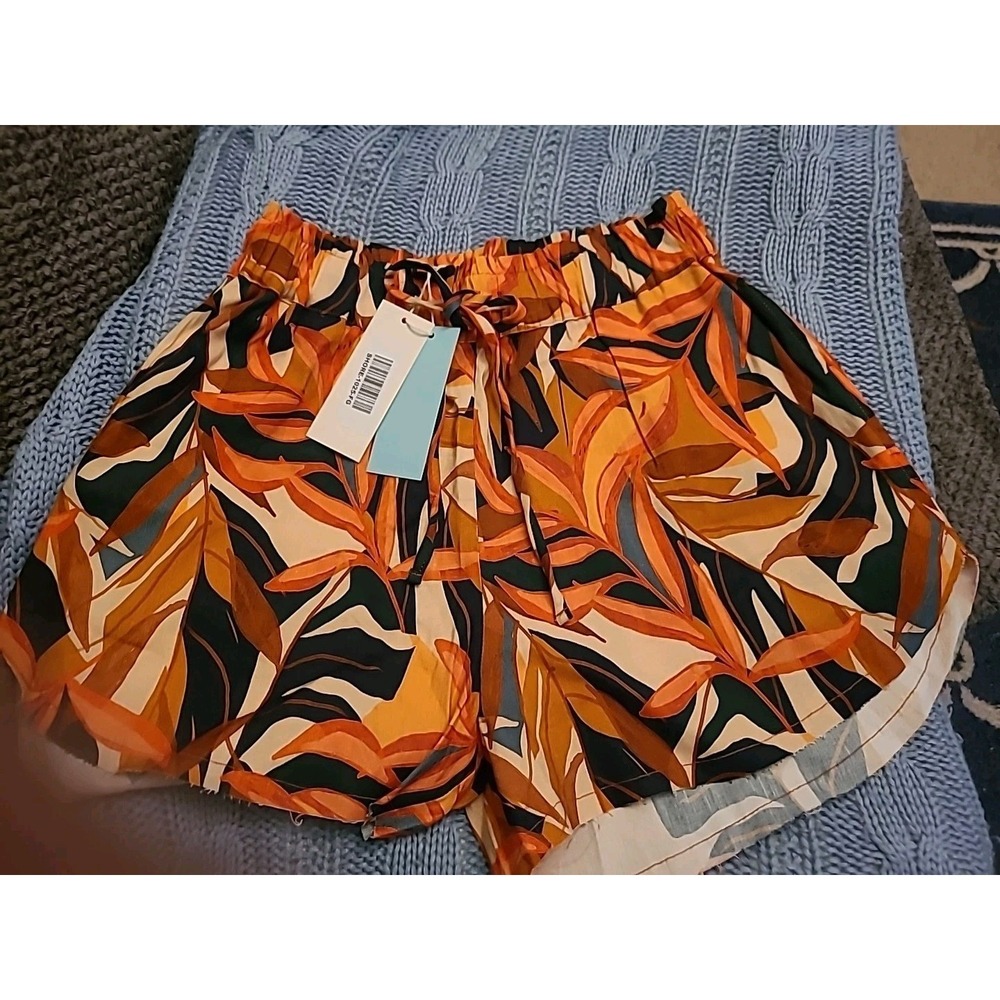 Shore Tropical Hawaiian Linen Blend Shorts Multi-colored XS Drawstring